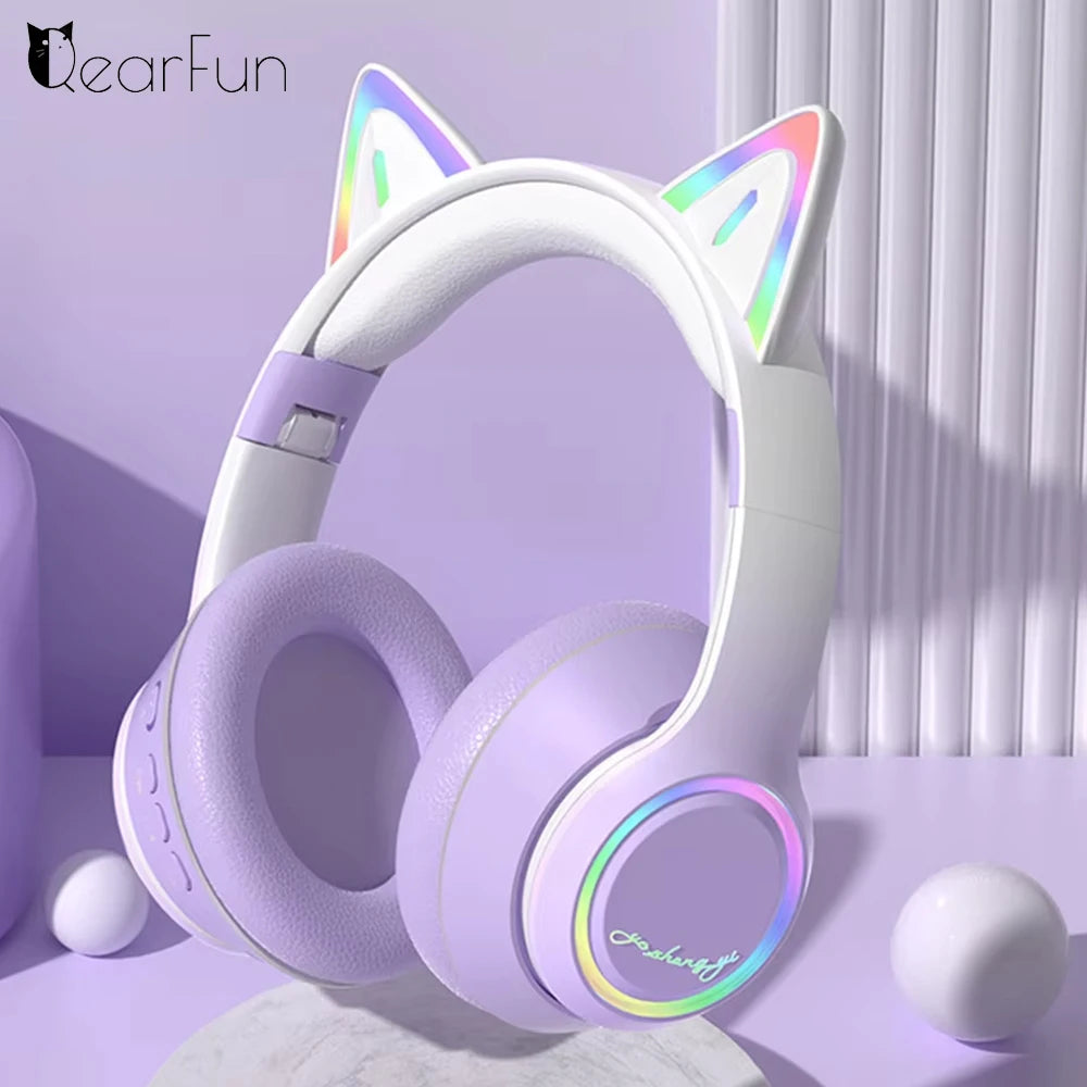 Casque Bluetooth Chat RGB Fille Enfant Micro Pliable – CLEVI Paris