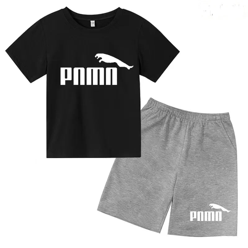 Ensemble enfant T-shirt à lettres et short uni – CLEVI Paris