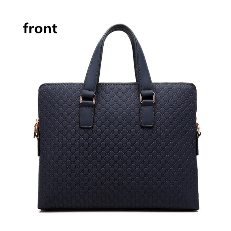 Serviette Homme Cuir Véritable Motif Carreaux Laptop 14" 38x7x30cm – CLEVI Paris