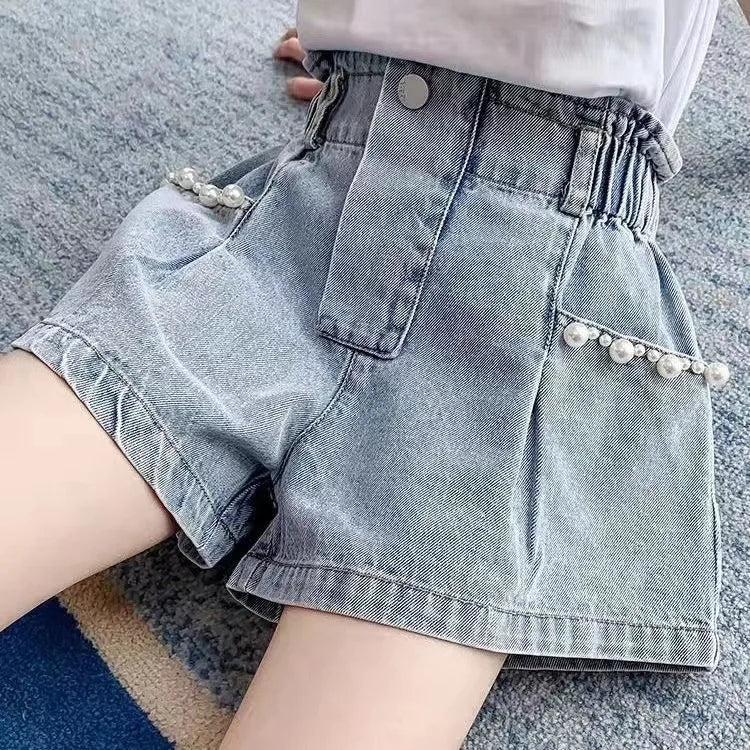 Short fille en jean à taille élastique – CLEVI Paris