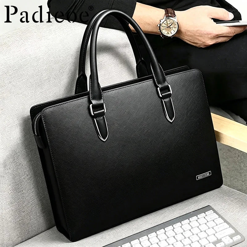 Serviette Cuir Véritable Homme Padieoe NB151226 Rigide Business – CLEVI Paris