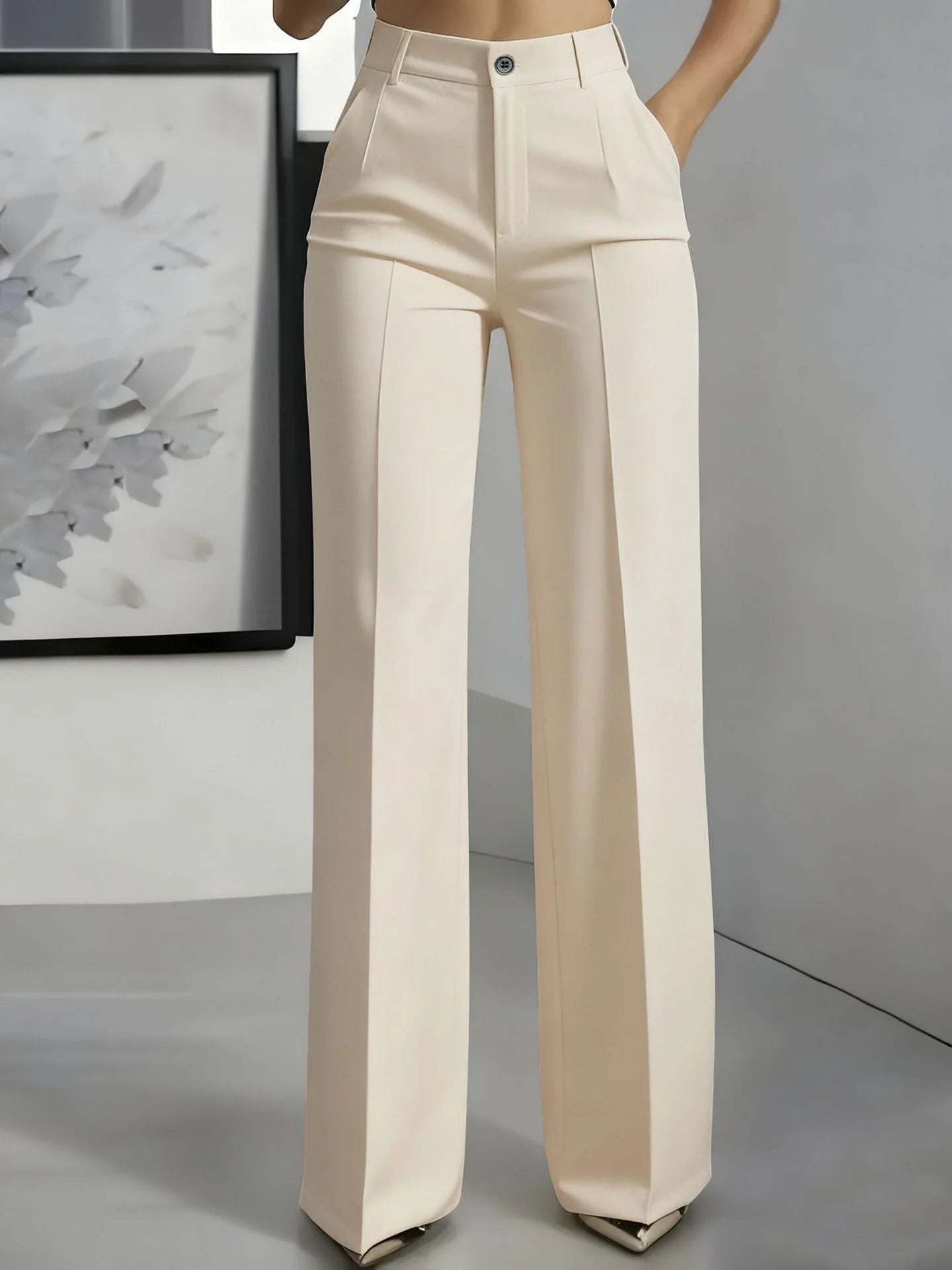 Pantalon Tailleur Femme Taille Haute Coupe Droite Drapée 17 Coloris – CLEVI Paris