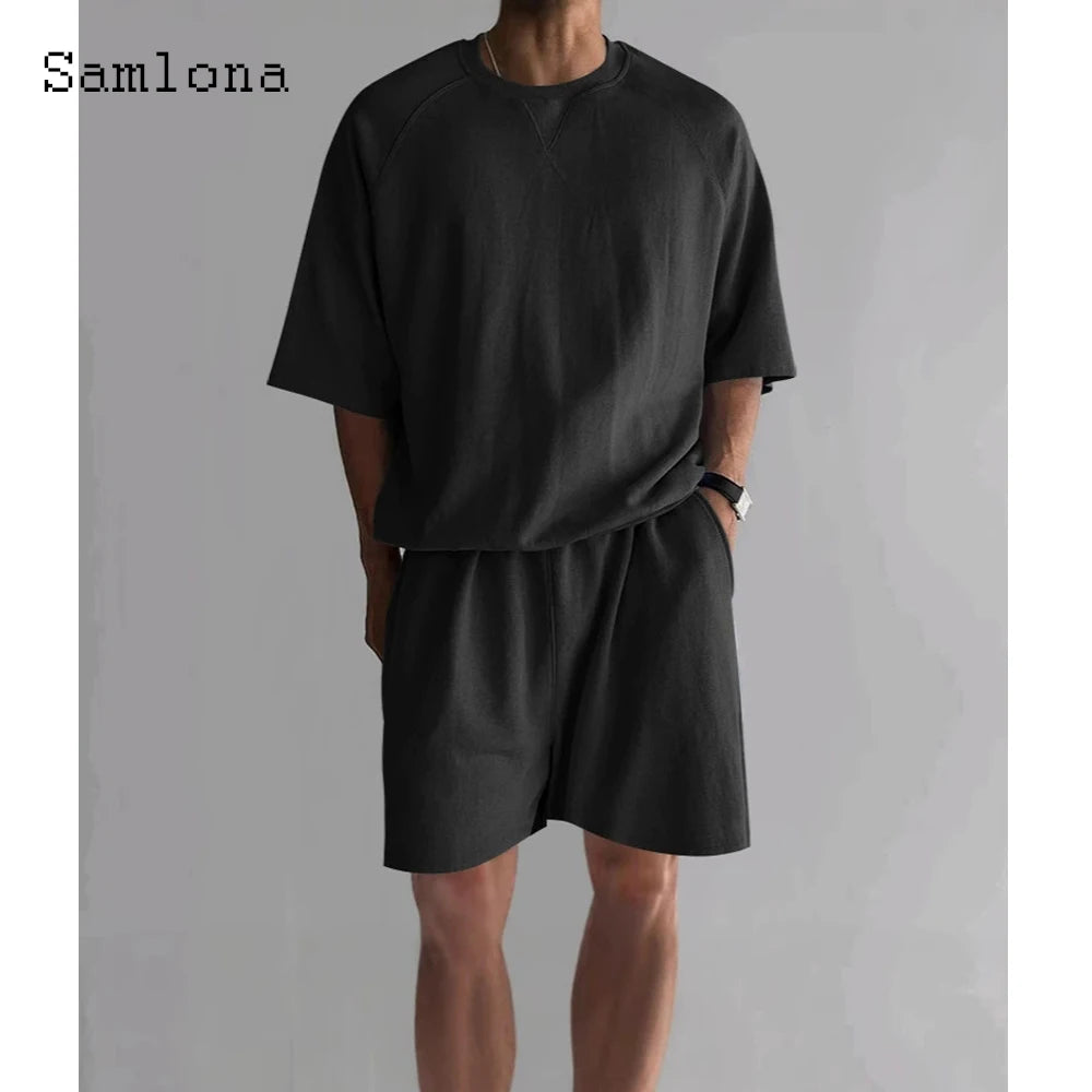 Ensemble homme t-shirt col rond et short uni – CLEVI Paris