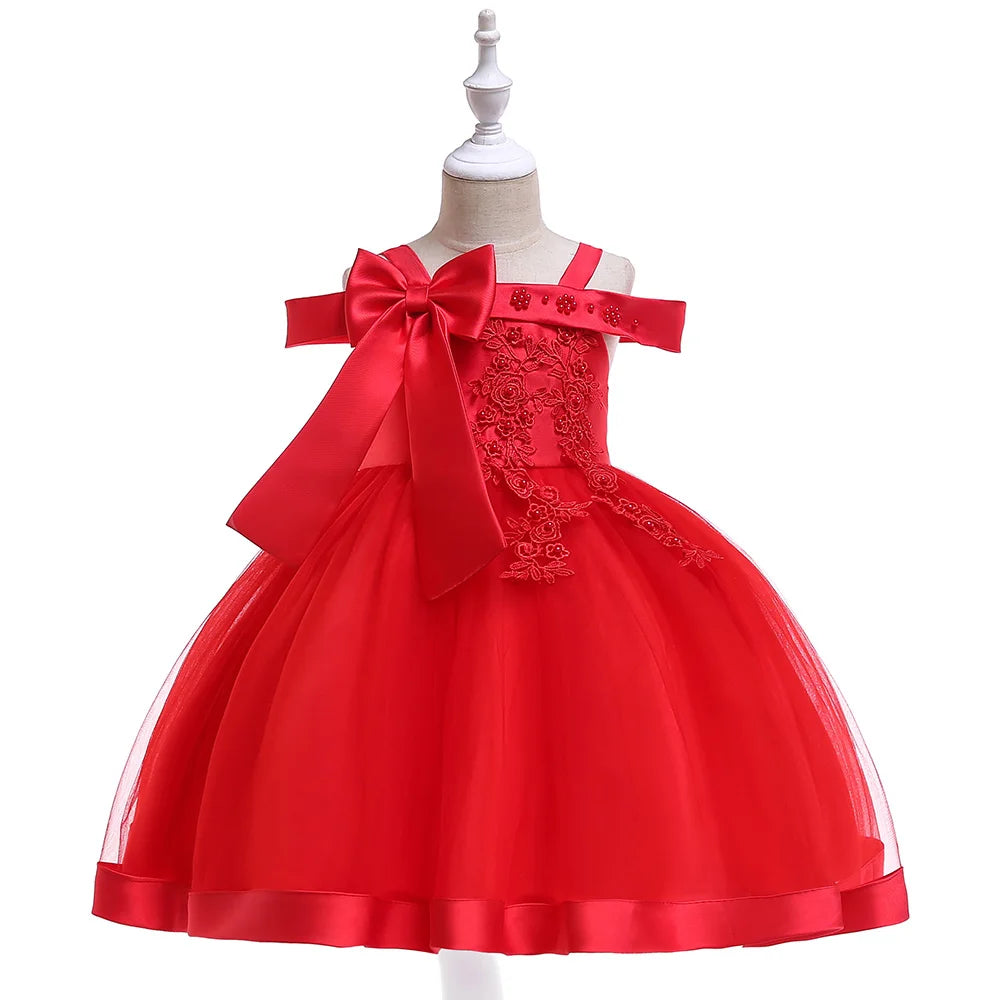 Robe cérémonie fille à fleurs appliquées – CLEVI Paris
