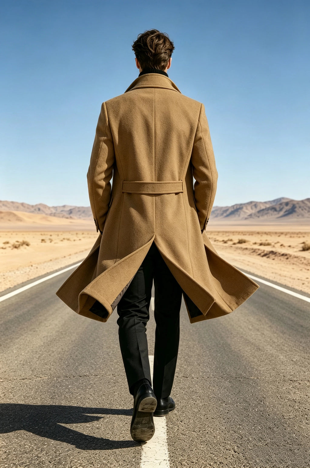 Manteau long homme laine mélangée croisé – CLEVI Paris