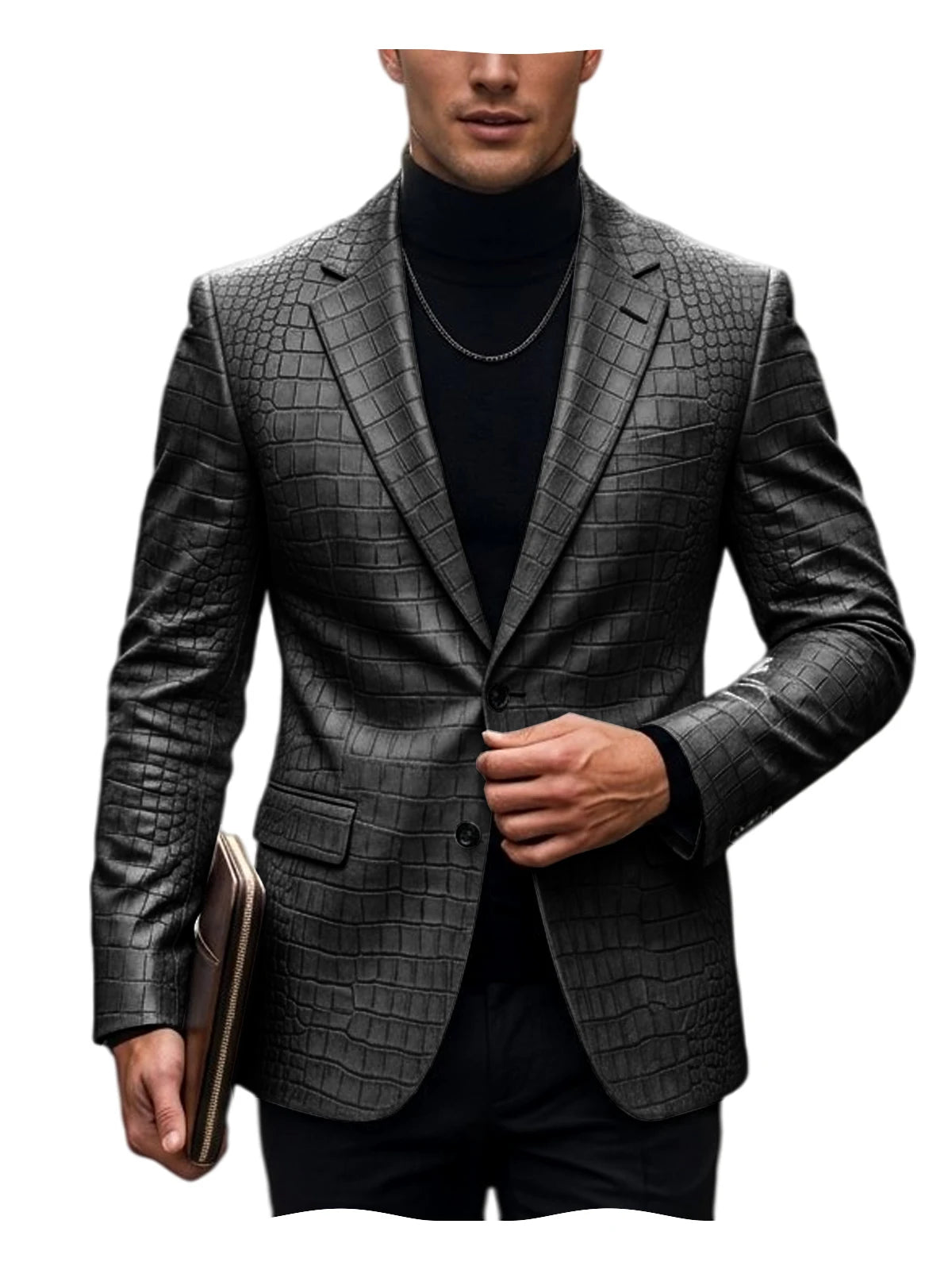 Blazer homme simili cuir crocodile à 2 boutons – CLEVI Paris