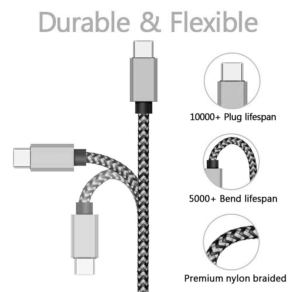 Câble USB-C Nylon Tressé 2,4A Charge Rapide 1m 2m 3m – CLEVI Paris