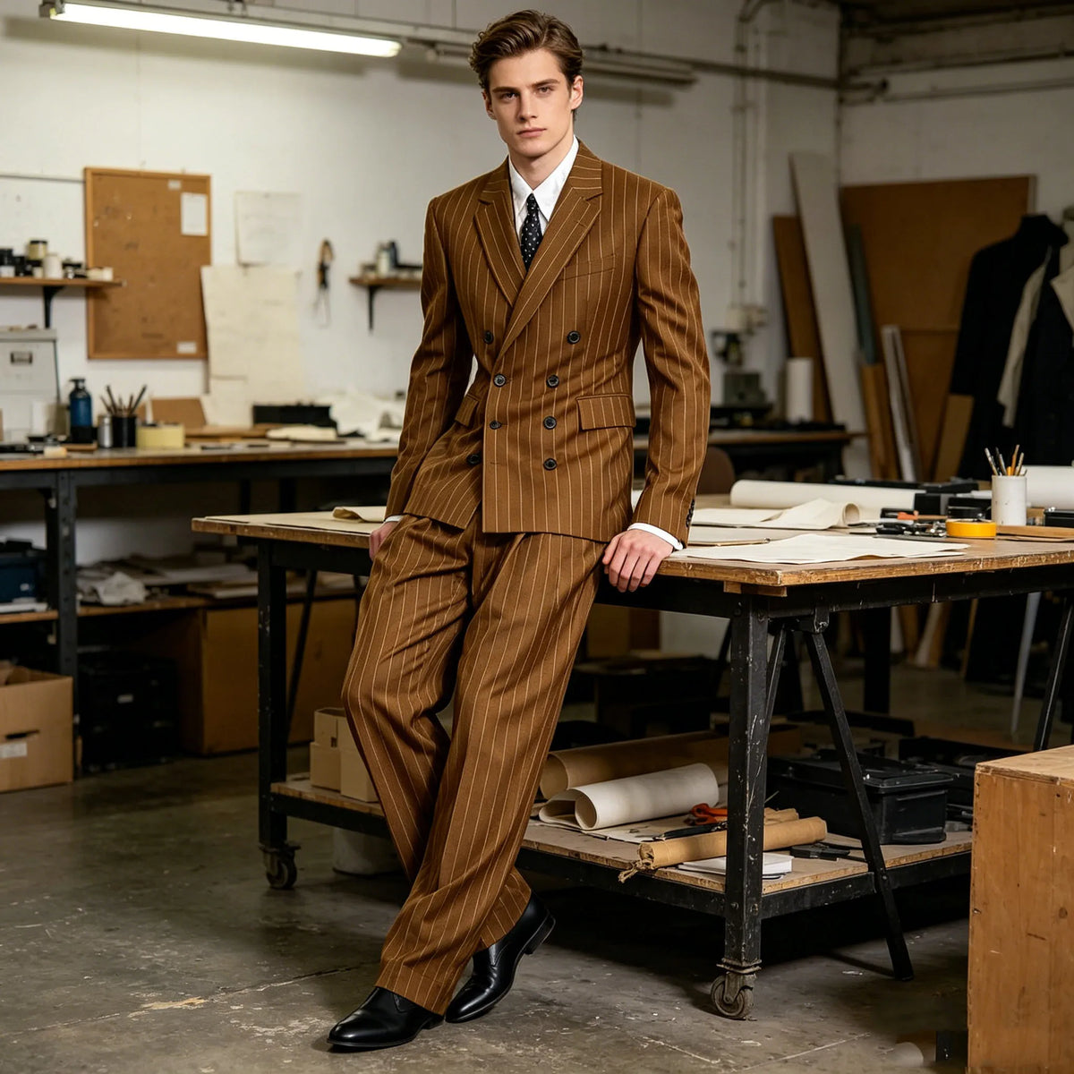 Costume rayé croisé 2 pièces homme – CLEVI Paris