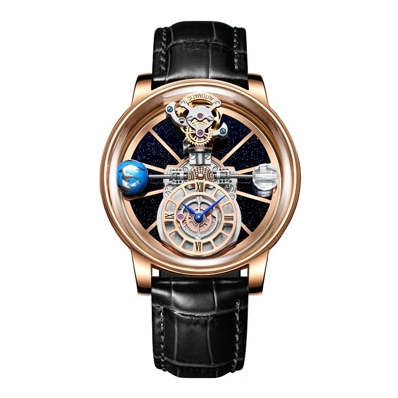 Montre Homme HAEMMER Celestial – Boîtier Transparent, Bracelet Cuir Quartz