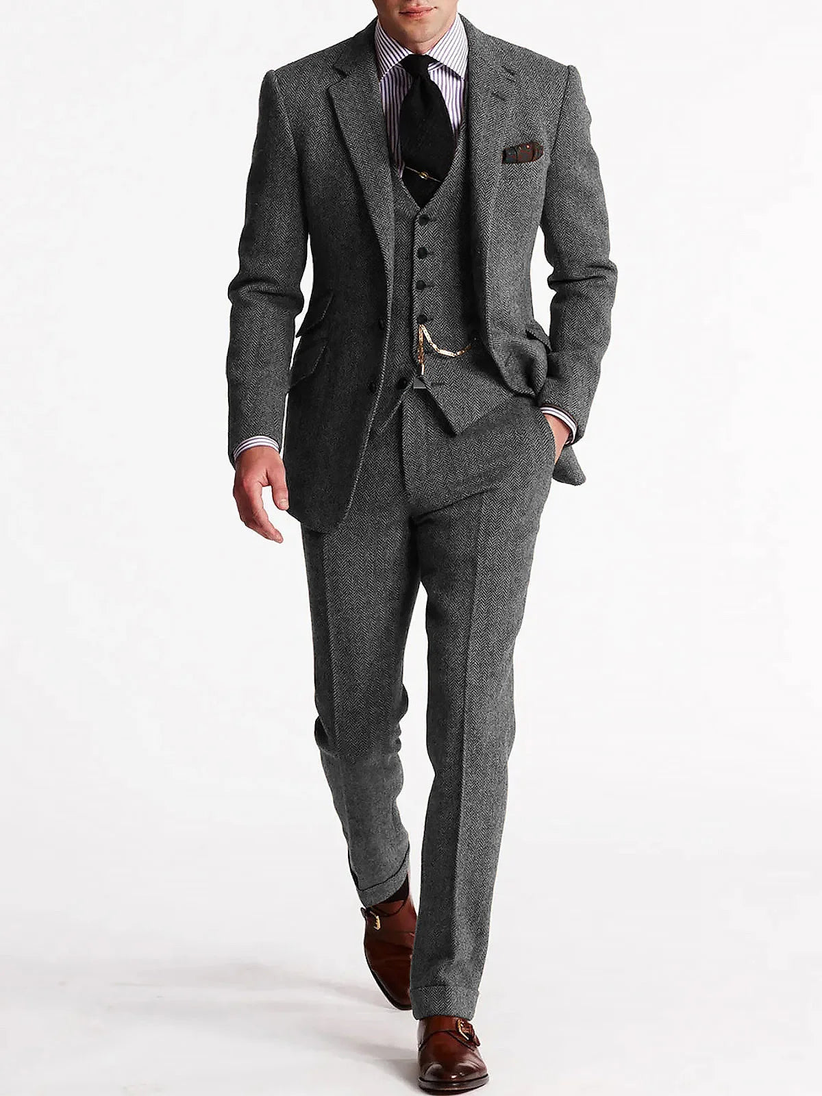 Costume homme en tweed 3 pièces – CLEVI Paris