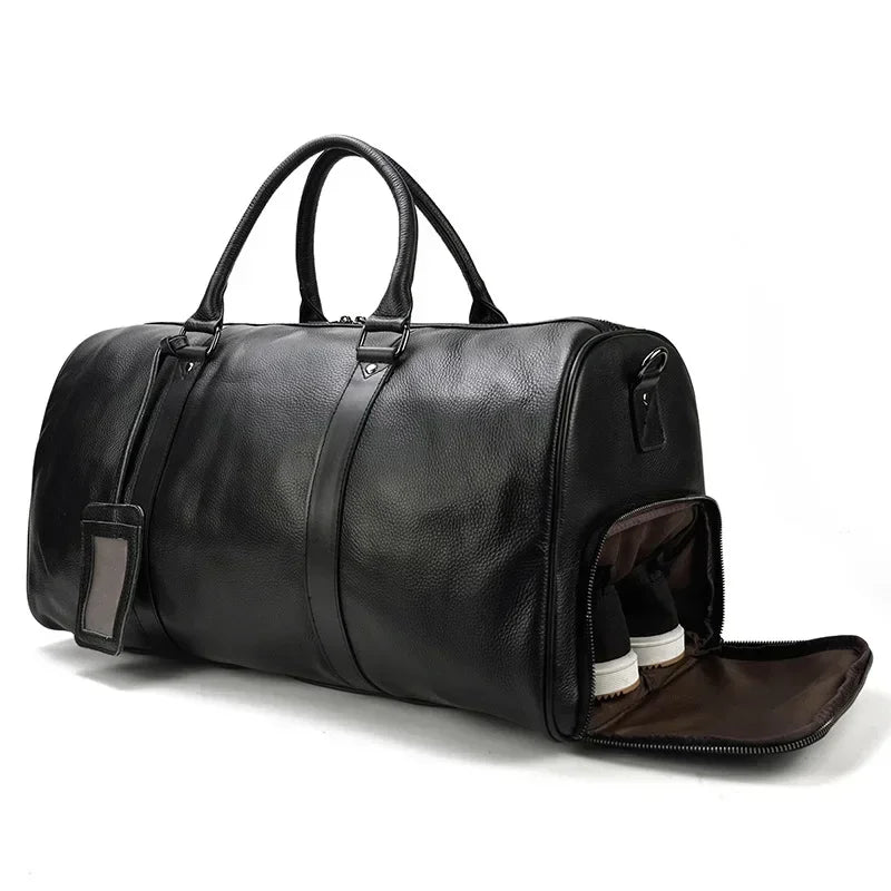 Sac de Voyage Homme Cuir Vache Véritable Compartiment Chaussures – CLEVI Paris