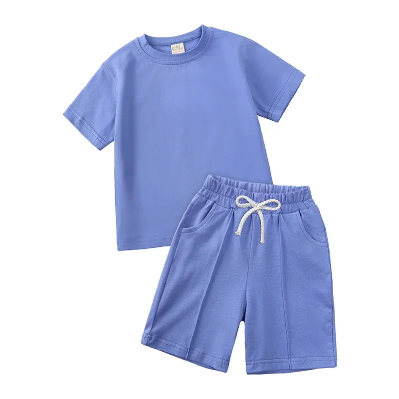 Ensemble enfant uni T-shirt et short à plis – CLEVI Paris