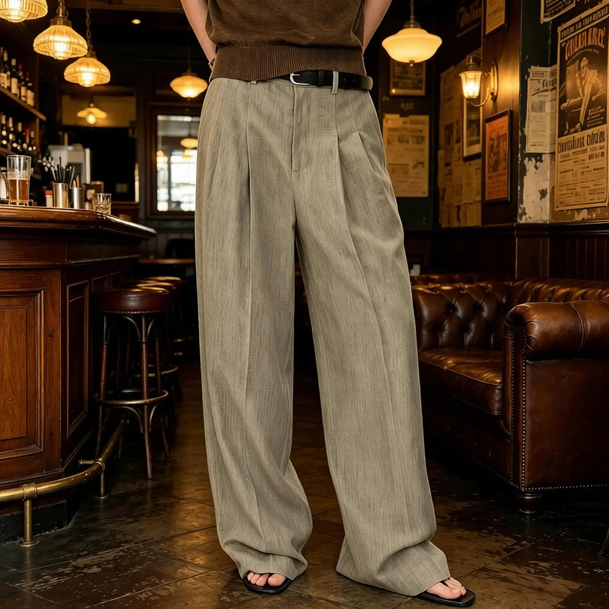 Pantalon large en lin pour homme – CLEVI Paris