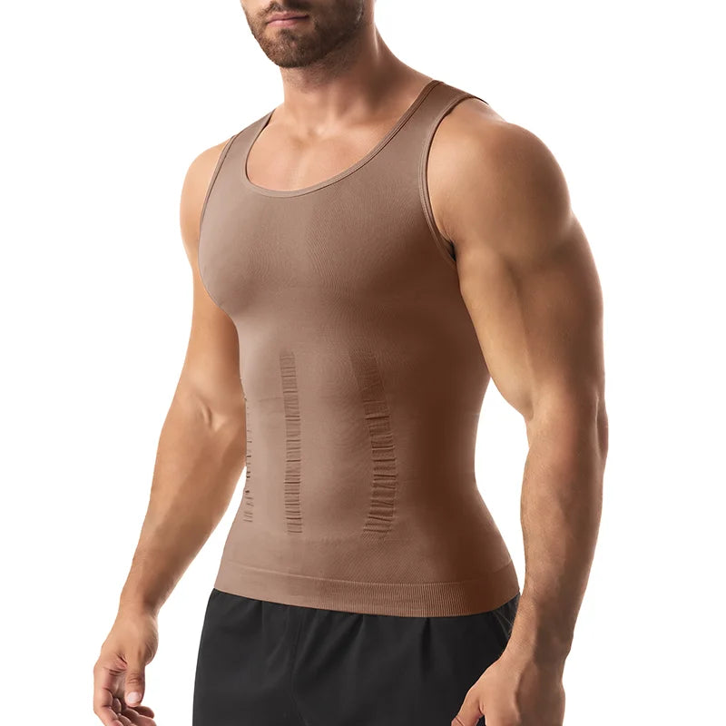 Gaine Amincissante Homme Débardeur Compression Ventre Plat Soutien Dorsal – CLEVI Paris