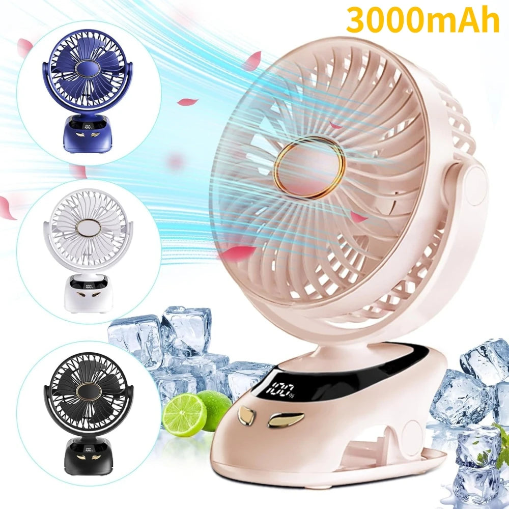Ventilateur à pince rechargeable 5 vitesses – CLEVI Paris