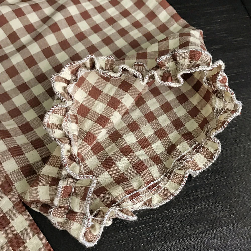 Ensemble fille haut à carreaux et pantalon – CLEVI Paris