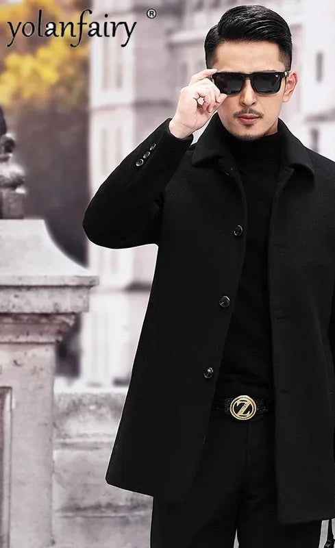Manteau homme YOLANFAIRY en laine mélangée – CLEVI Paris