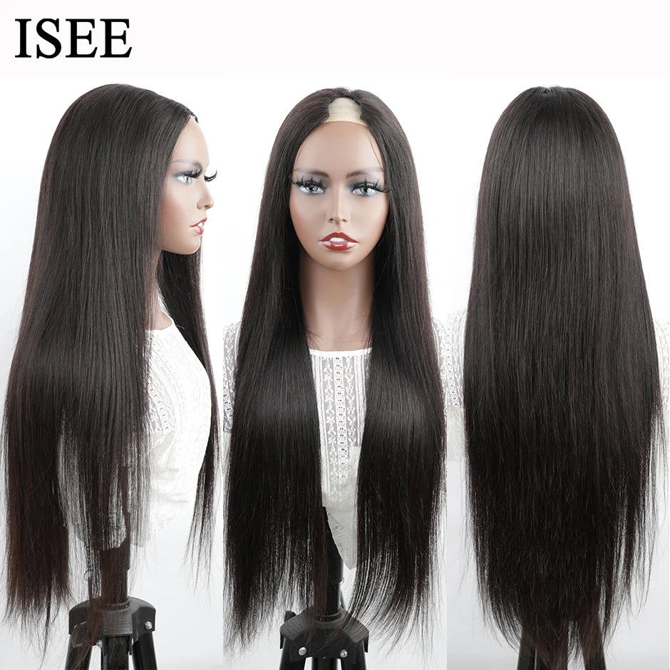 Perruque V-Part sans colle, cheveux lisses – CLEVI Paris