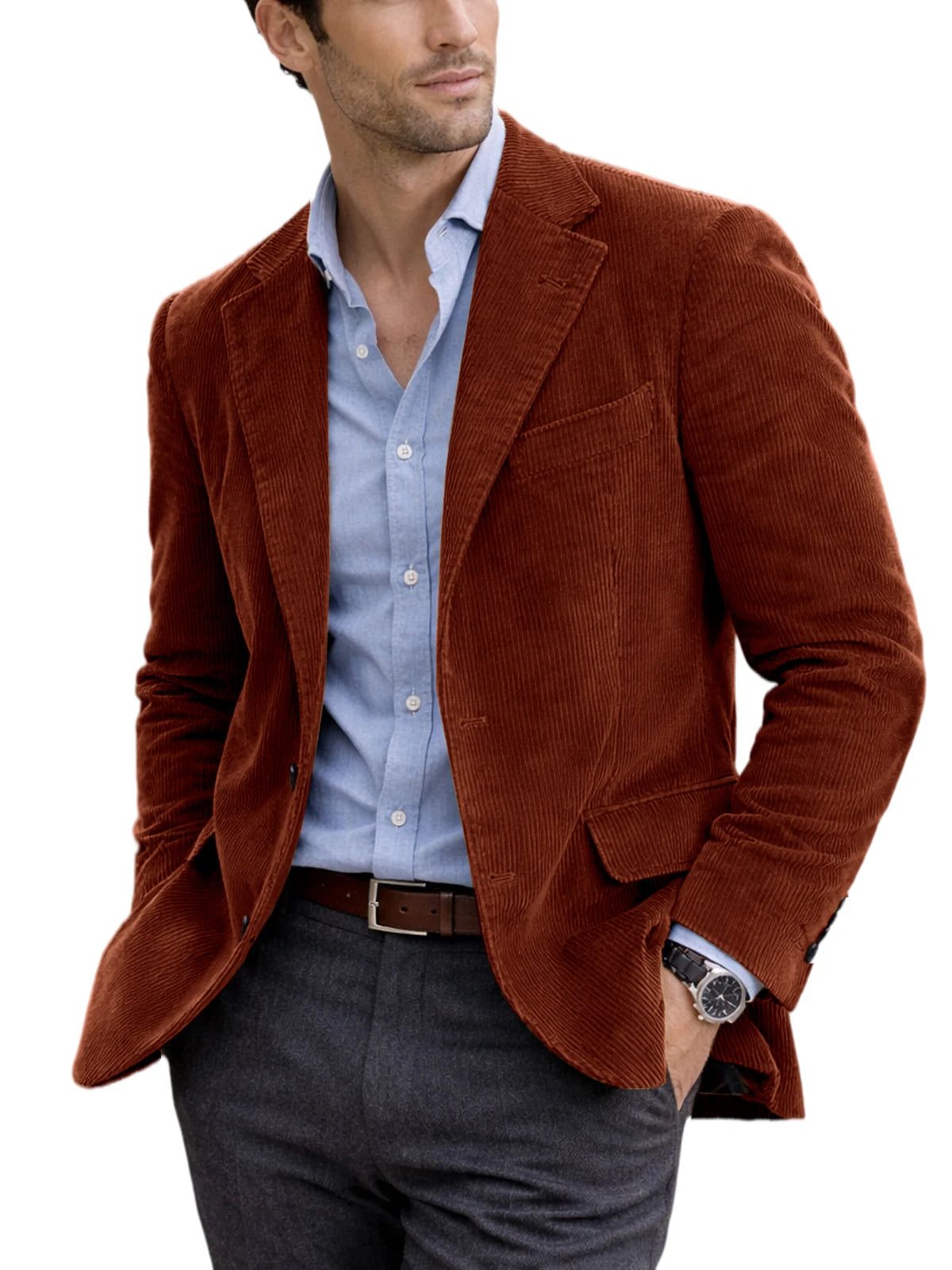 Blazer homme en velours côtelé à 2 boutons – CLEVI Paris