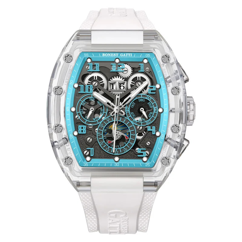 BONEST GATTI BG6006 Montre Homme Automatique Squelette Saphir 360° Lumineux – CLEVI Paris