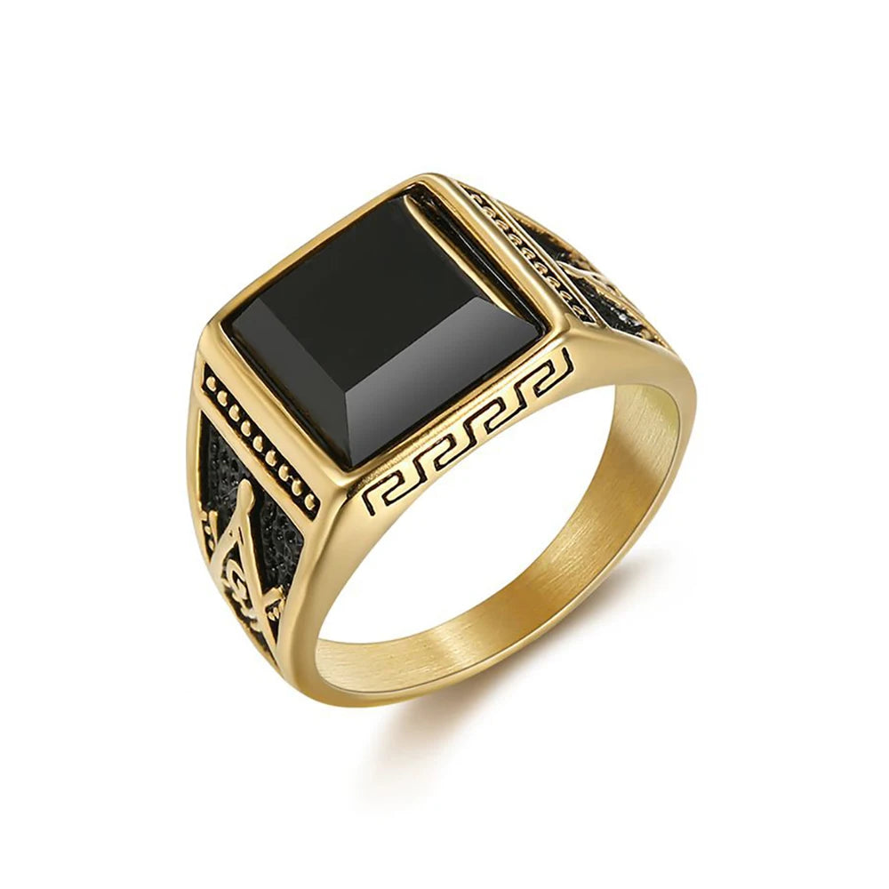 Bague noire en acier 316L, style gothique – CLEVI Paris