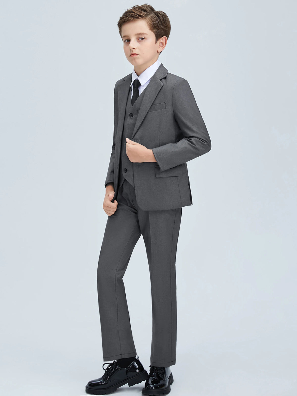 Costume 4 Pièces Garçon Mariage Cérémonie Slim Veste Gilet Pantalon Cravate 13 Coloris – CLEVI Paris