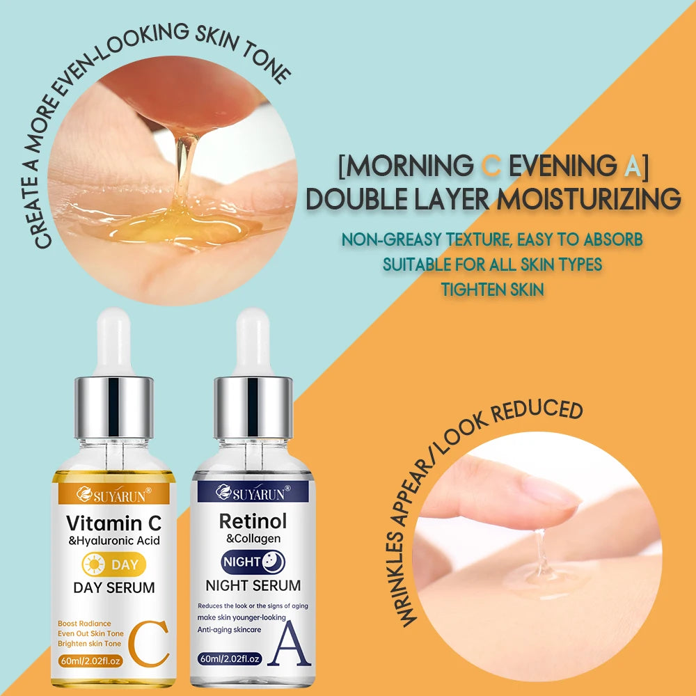 Duo Sérum Vitamine C Jour & Rétinol Nuit Anti-Âge – CLEVI Paris