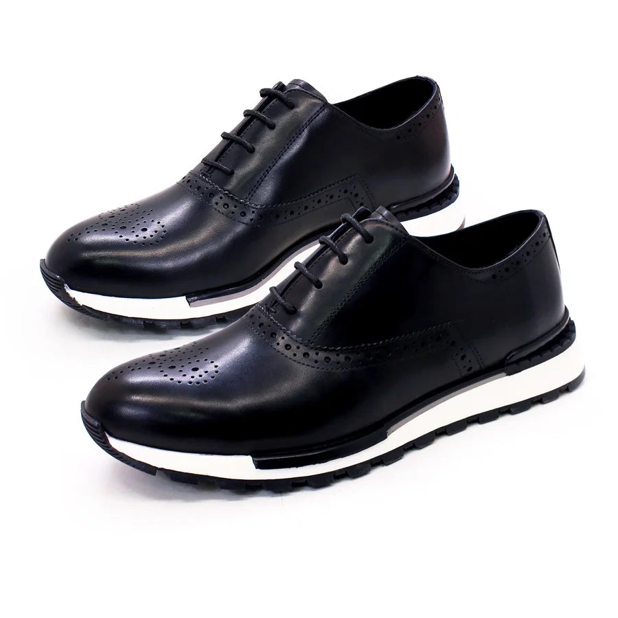 Derby Homme Cuir de Vache Véritable Lacets Sequins Respirant Rehaussant | Casual Sport-Chic EU 39-46