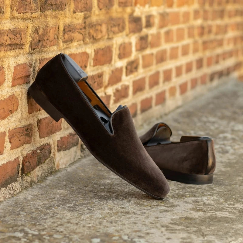 Loafers Homme Velours Semelle Rouge Slip-On Soirée Fashion – CLEVI Paris