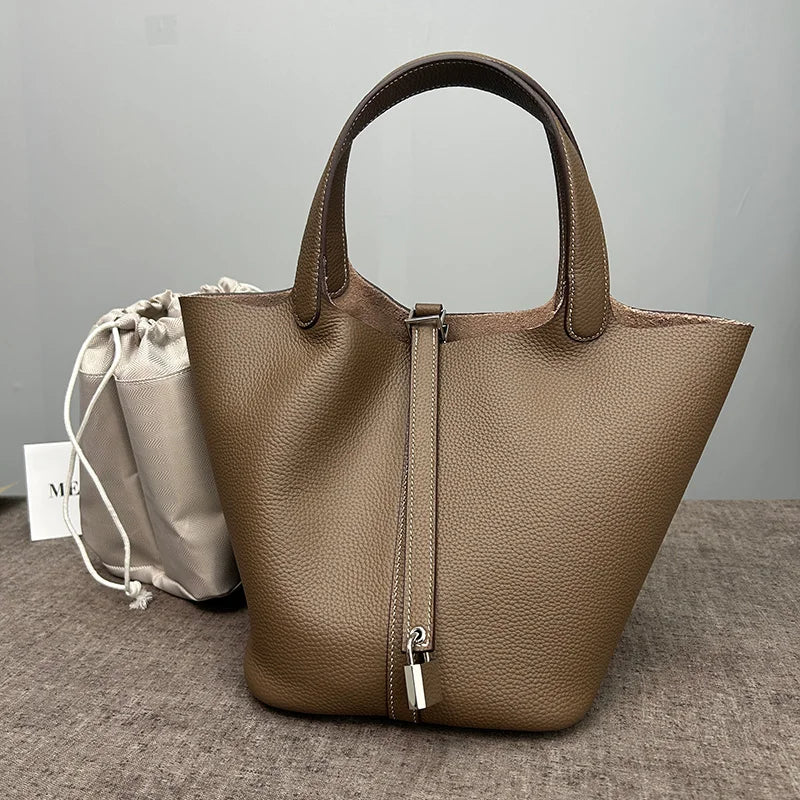 Sac Seau Cuir Togo Véritable Femme 2 Tailles Quincaillerie Or/Argent – CLEVI Paris