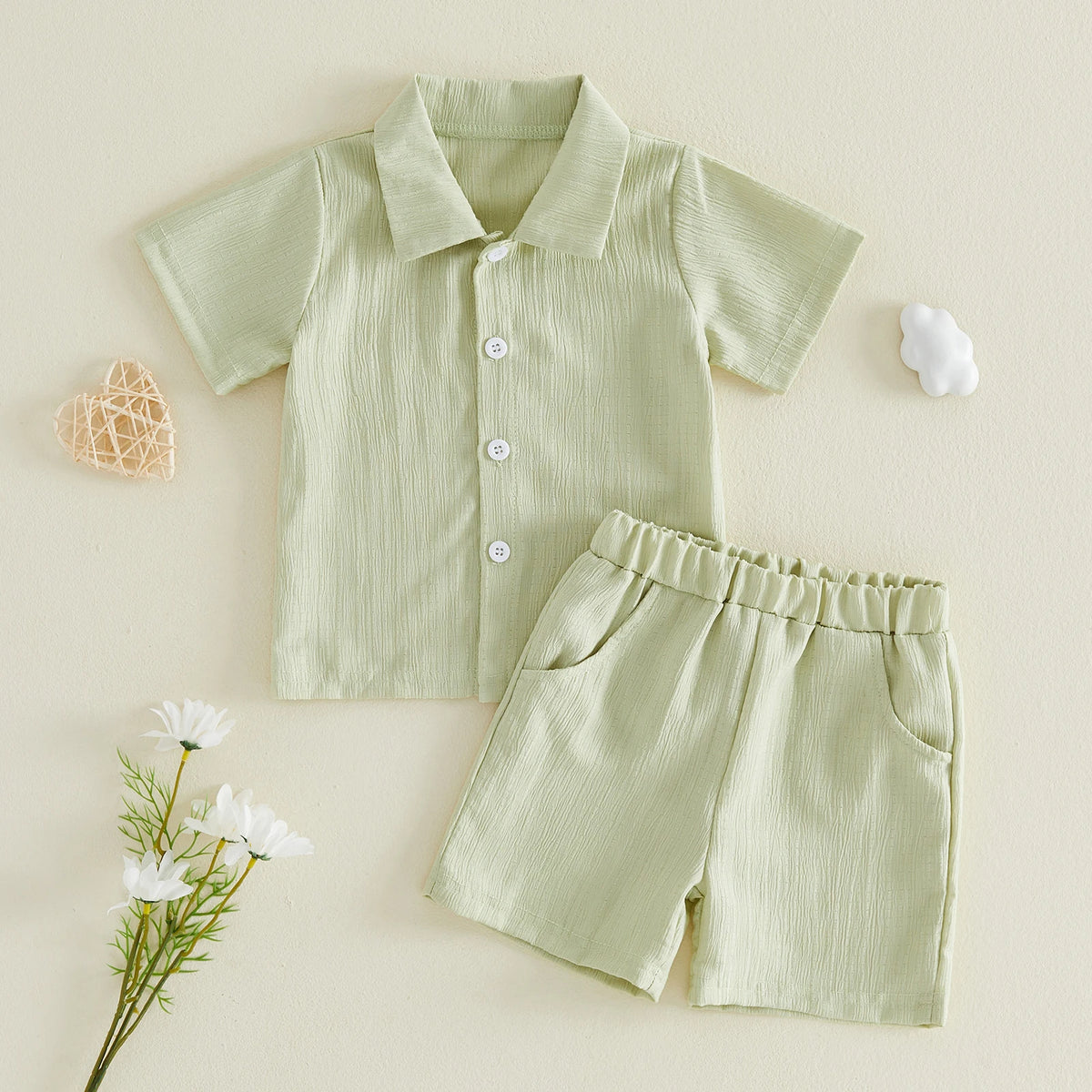 Ensemble garçon chemise texturée et short – CLEVI Paris