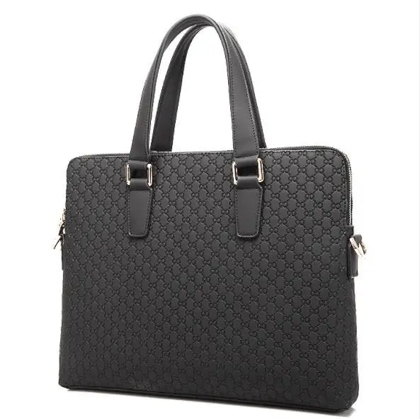 Serviette Homme Cuir Véritable Motif Carreaux Laptop 14" 38x7x30cm – CLEVI Paris