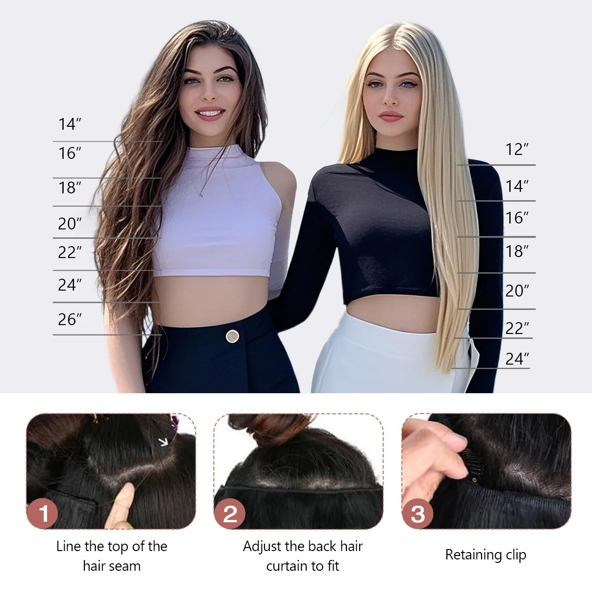 Extensions Cheveux Clips Remy 7Pcs Lisses – CLEVI Paris