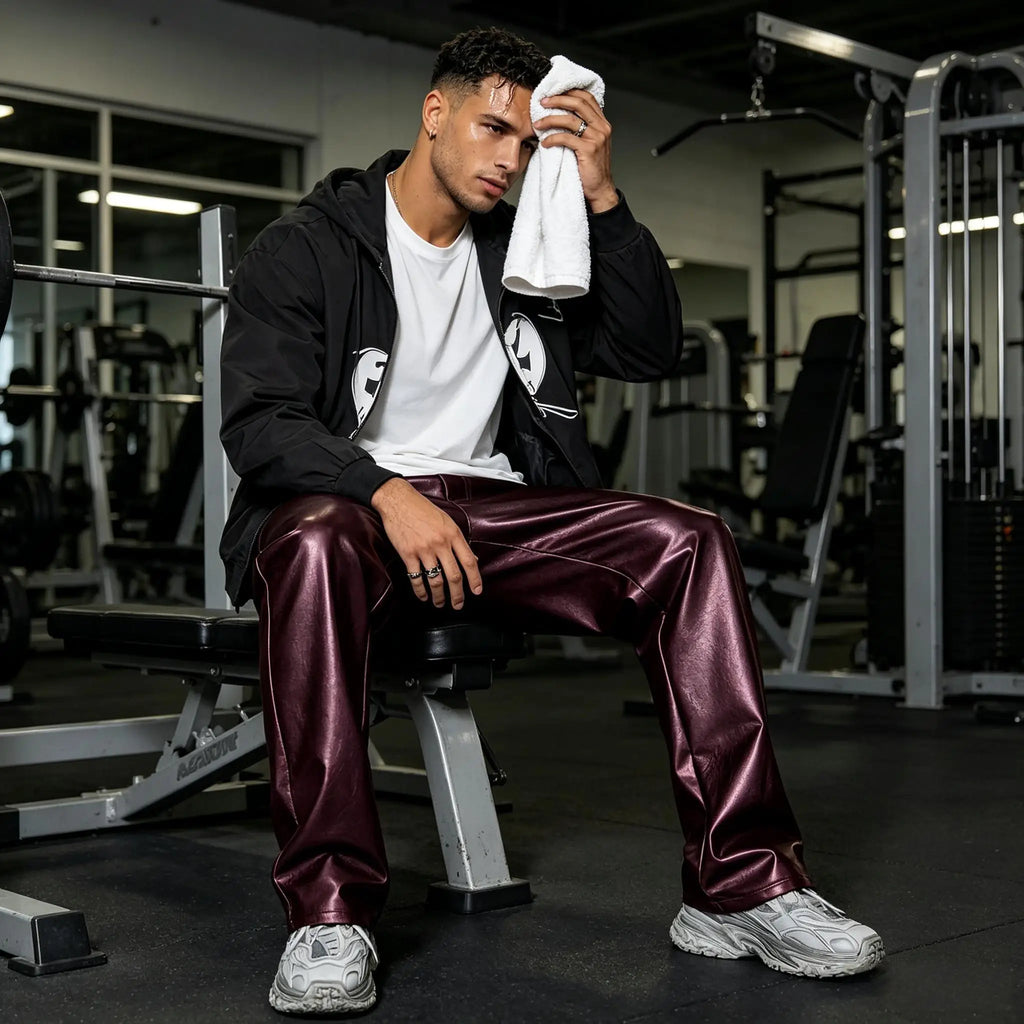 Pantalon homme en similicuir, coupe droite – CLEVI Paris