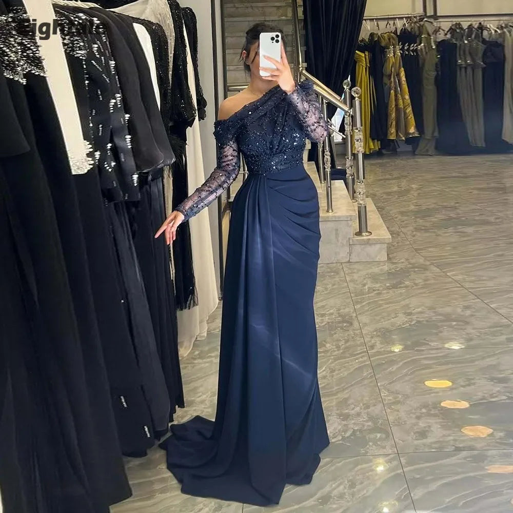 Robe de soirée sirène une épaule – CLEVI Paris