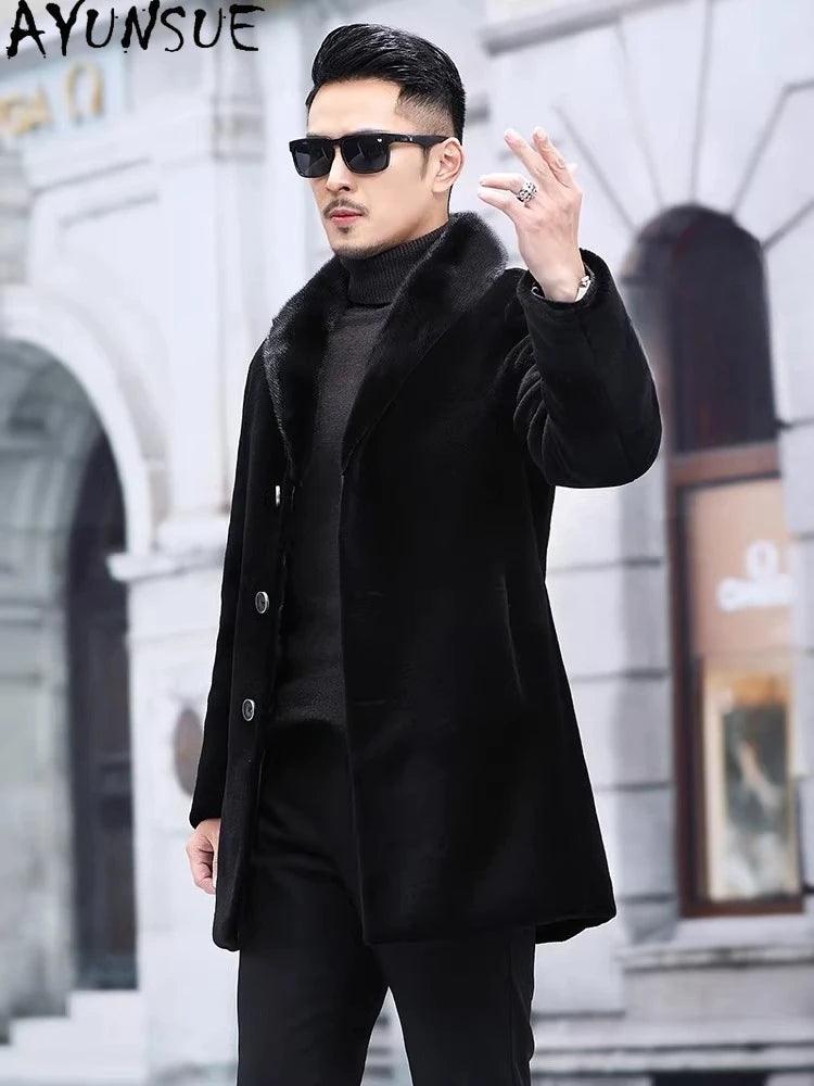 Manteau homme noir à col large – CLEVI Paris