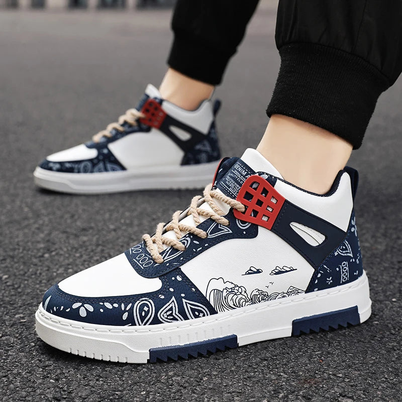 Sneakers Mi-Hautes Cuir Synthétique Semelle Épaisse Homme EU 39-48 – CLEVI Paris