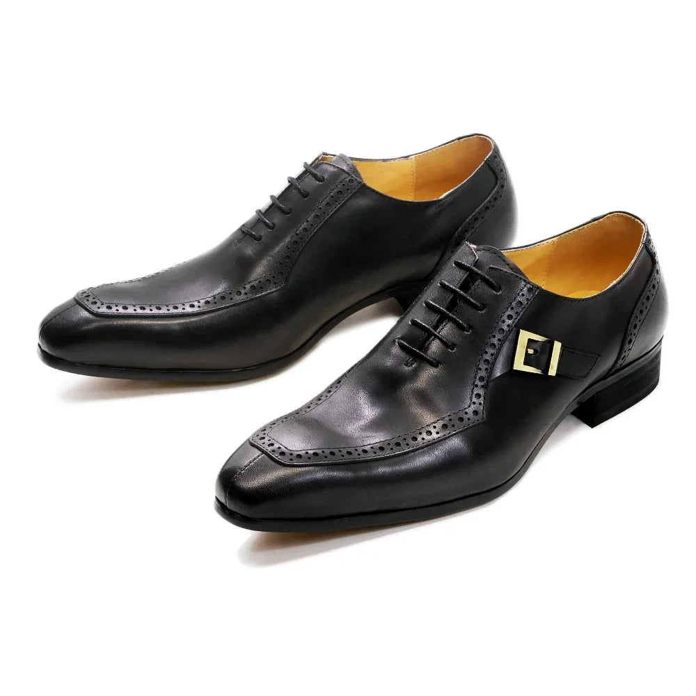 Oxford homme en cuir à lacets et détail boucle – CLEVI Paris