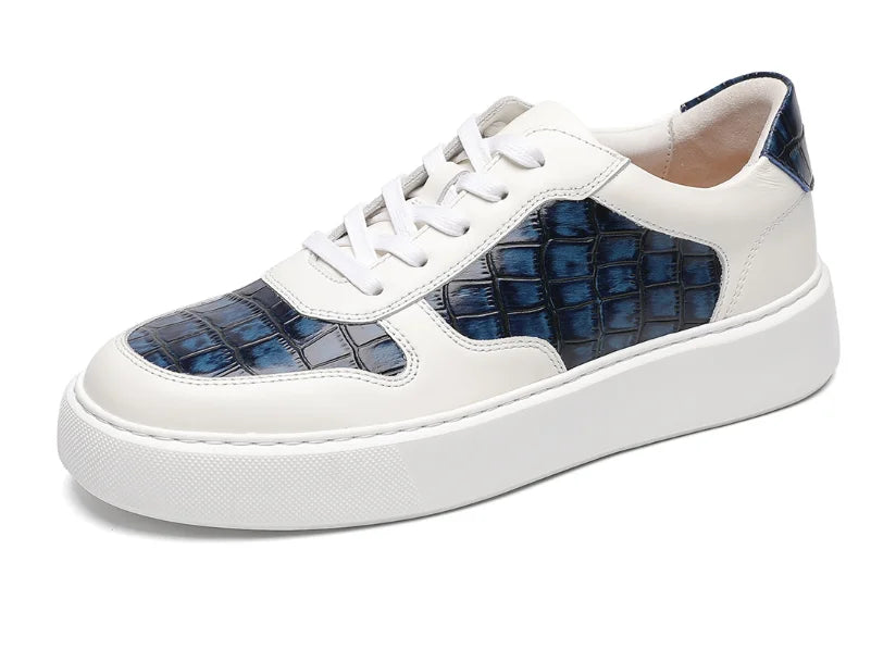 Sneakers homme bleues et blanches à lacets – CLEVI Paris