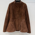 Veste péplum femme en cuir à col montant – CLEVI Paris