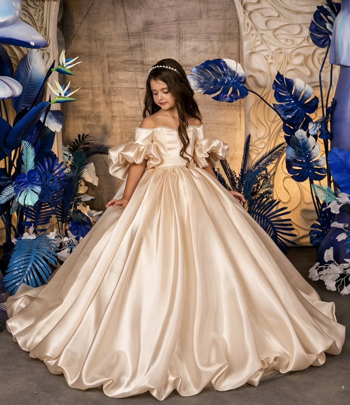 Robe cérémonie fille en satin ZHJ – CLEVI Paris