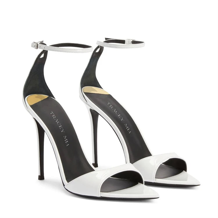 Escarpins Talon Aiguille Bout Pointu Bride Femme Cuir Verni – CLEVI Paris