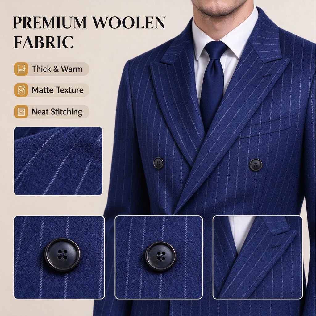 Blazer homme croisé à fines rayures – CLEVI Paris