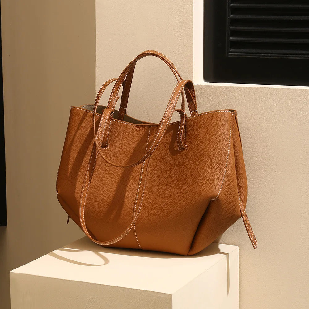 Sac fourre-tout femme en cuir véritable – CLEVI Paris