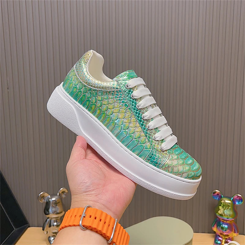 Sneakers Plateforme Cuir Texturé Homme Semelle Épaisse – CLEVI Paris