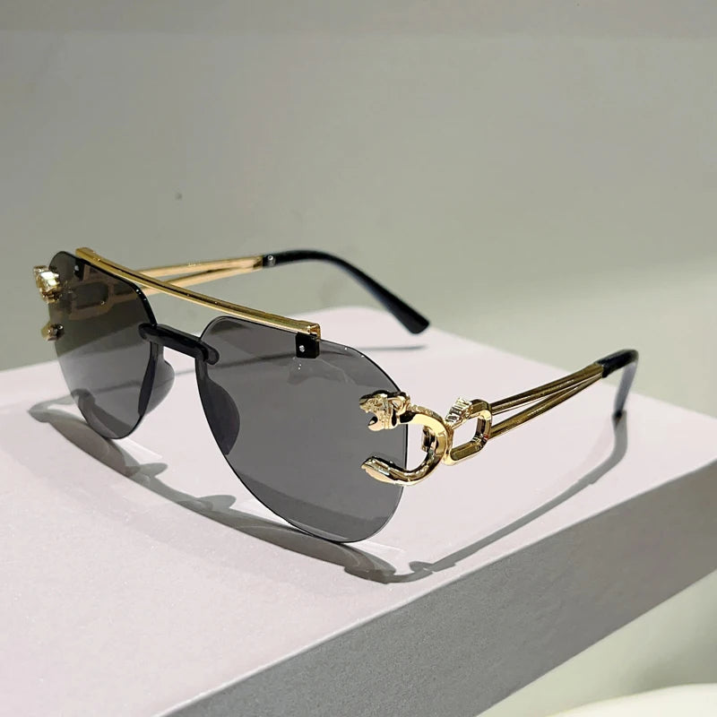 Lunettes de Soleil Aviateur Sans Monture Biseautées Dégradé UV400 Femme – CLEVI Paris