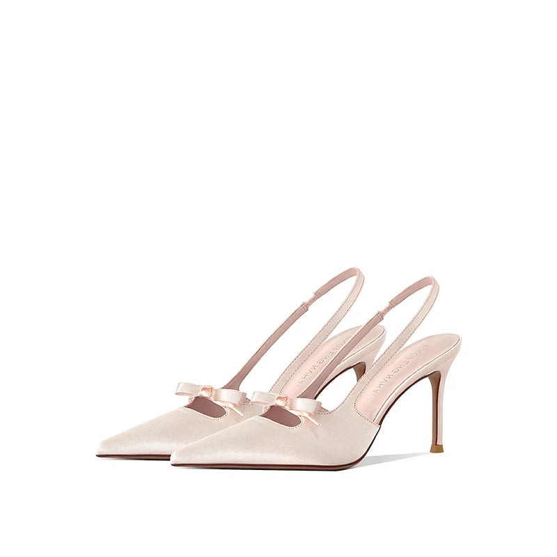 Escarpins slingback en soie à nœud – CLEVI Paris