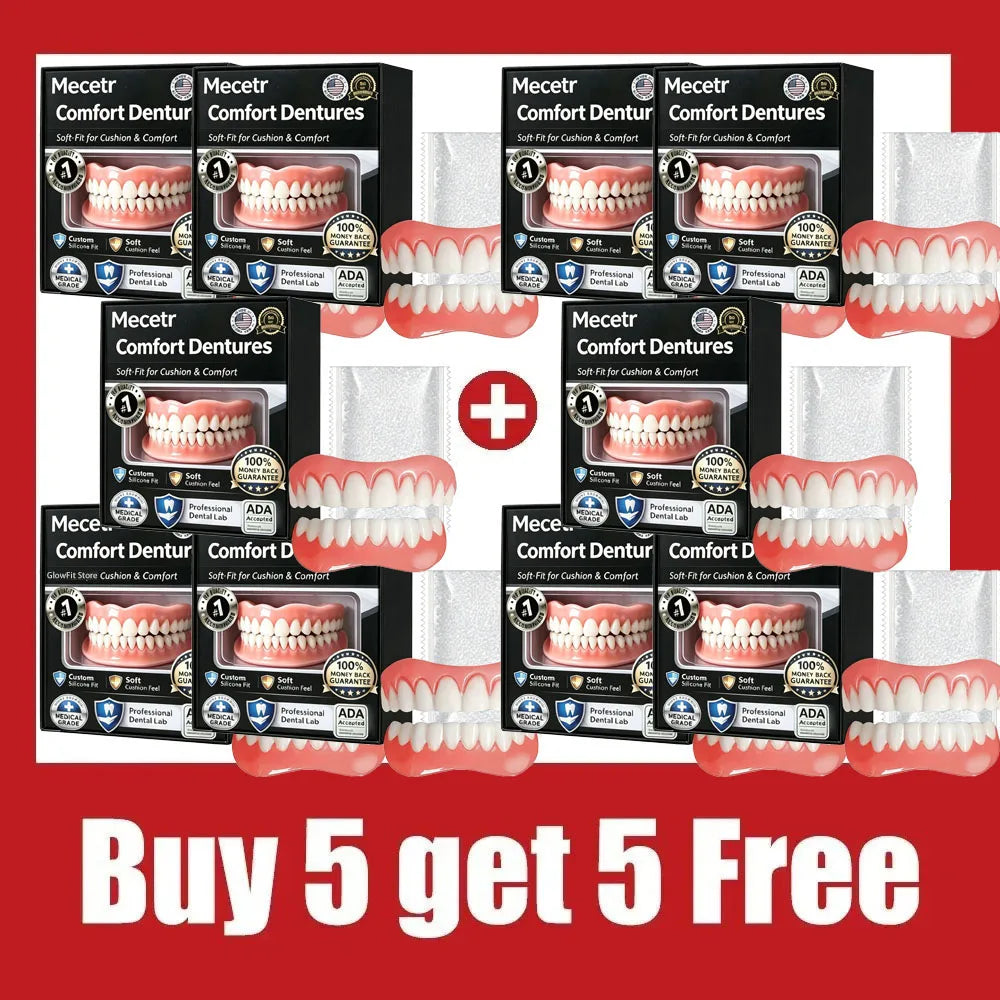 Dentier Complet Silicone – Fausses Dents Naturelles Haut & Bas | Confort Instantané