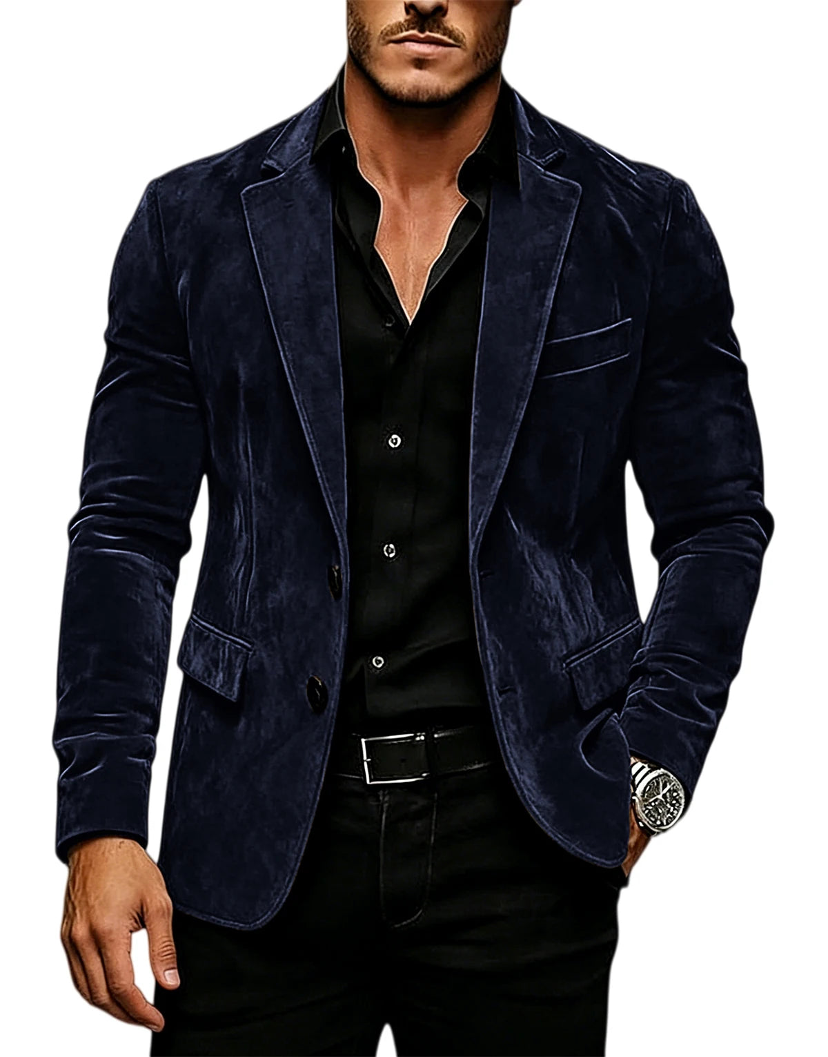Blazer en daim vintage pour homme, coupe ajustée, 2 boutons, revers cranté, veste de costume décontractée, smoking formel pour affaires, mariage, fête, usage quotidien