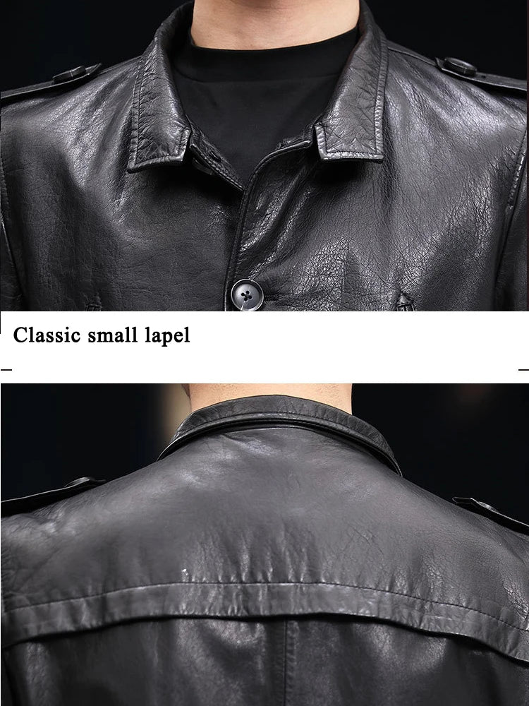 Veste homme en cuir boutonnée – CLEVI Paris